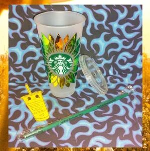 Starbucks Venti Cold Beverage Reusable Plastic Tumbler w/Custom Made Decals 24oz